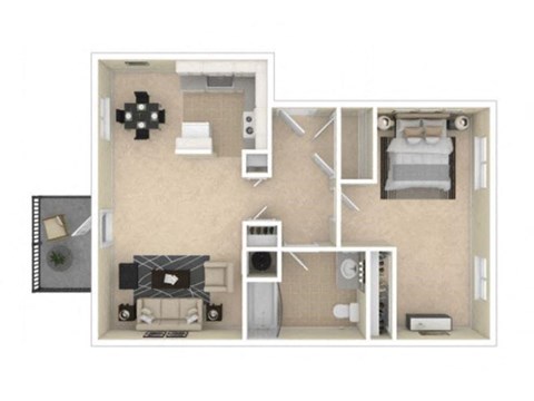 The Acres 1x1 Floor Plan